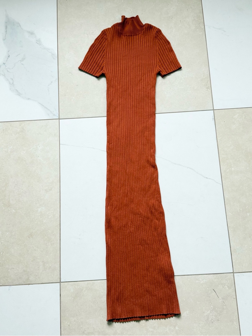 Forever 21 Rust Ribbed Turtleneck Maxi Dress